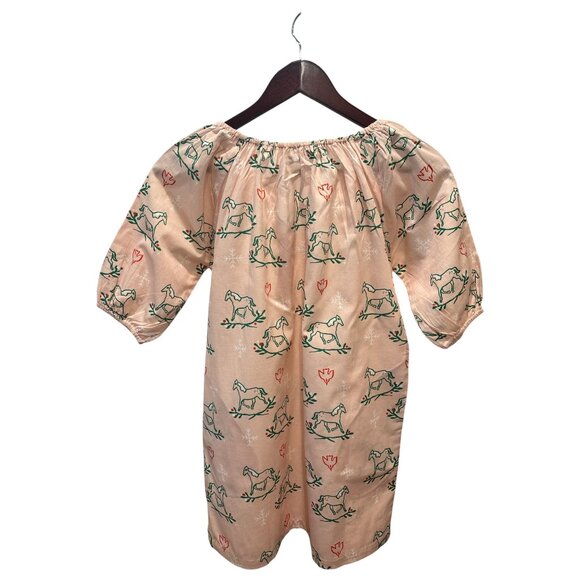 La Paloma Girls Cotton Horse Print Dress 8-9Y Pink Peasant Boho Holiday - Picture 4 of 9